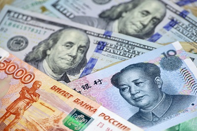 Currencies of US, China, Russia