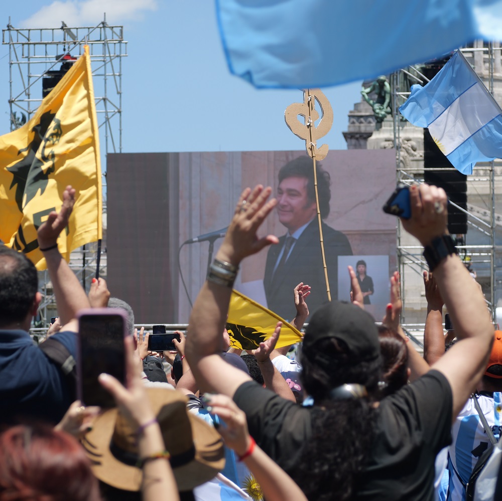Buenos Aires, Argentina, Libertarian supporters at the inauguration of the new Argentine President Javier Milei					