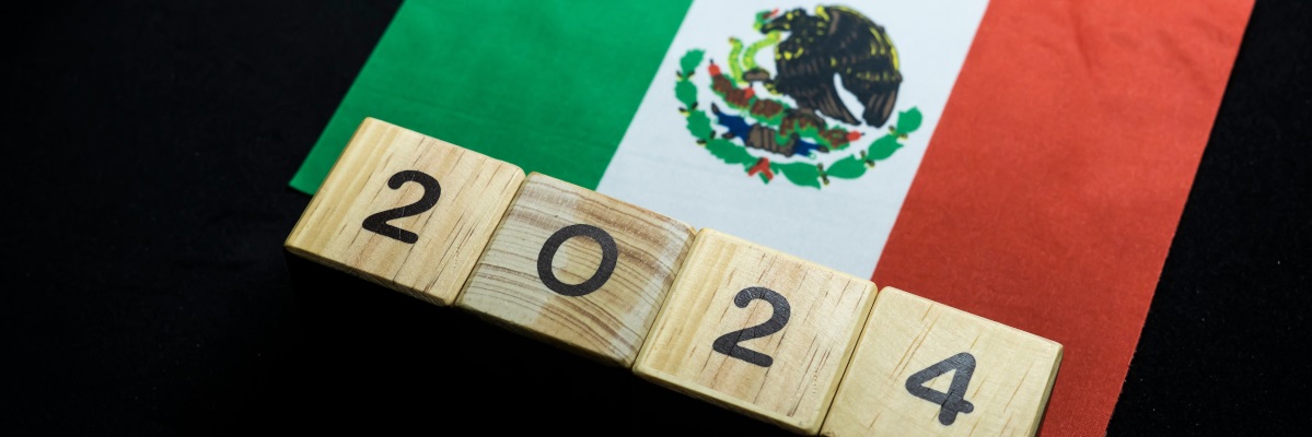 2024, Mexico flag with date block					