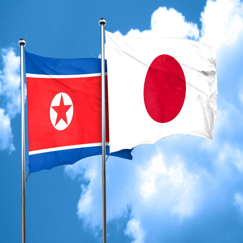 Flags of Japan and DPRK					