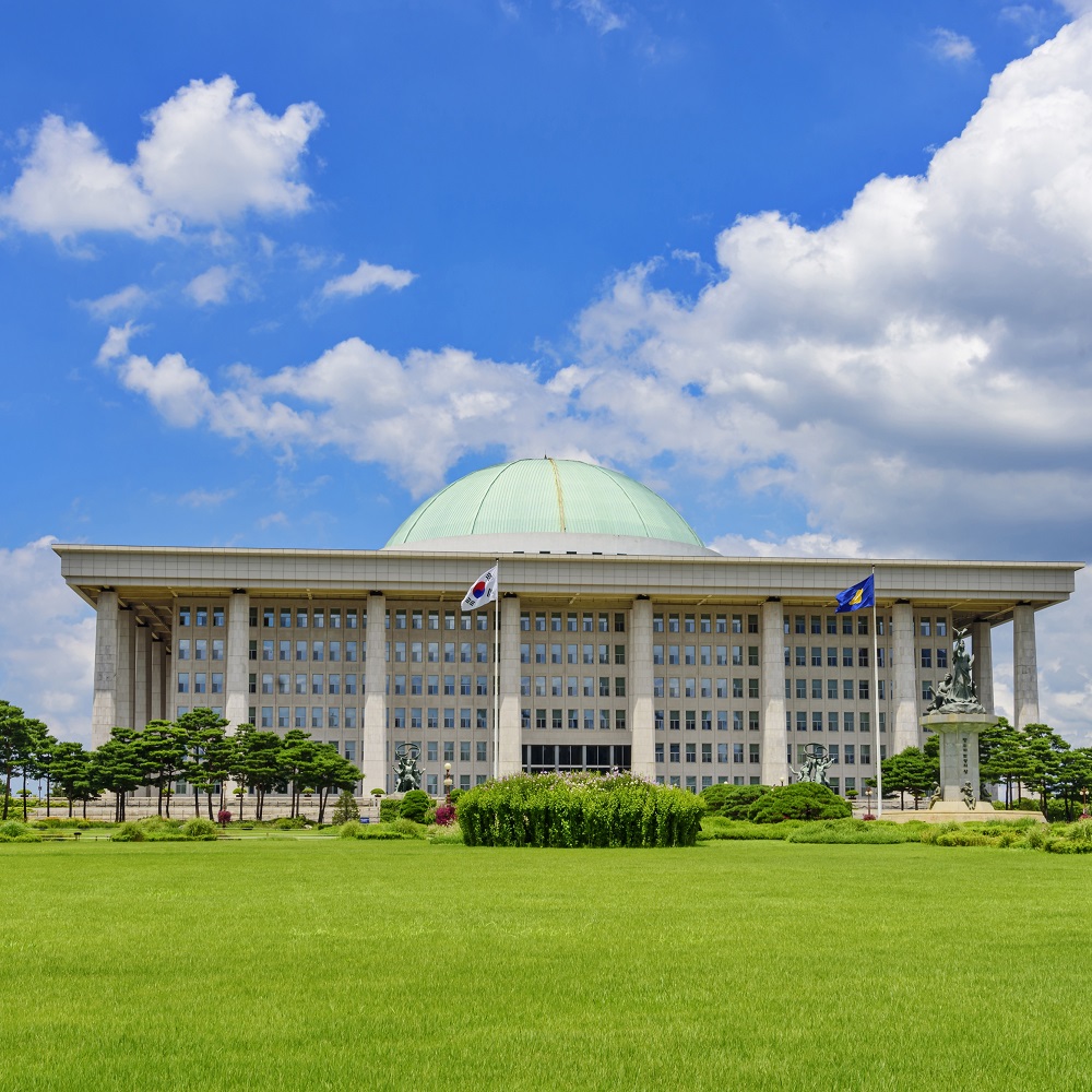 Yeouido, Yeongdeungpo-gu, Seoul, South Korea - July 18, 2021: National Assembly building					